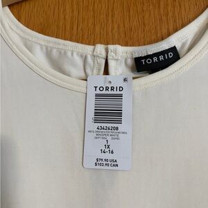 Torrid Women's White Dress with Striped Skirt